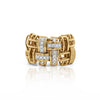 18K Gold Garavelli Signed Men's Italian Diamond Cage Link Ring