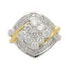 1,2 Karat runder Diamant im Two-Tone-Retro-Cluster-Ring