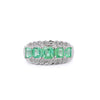 1,5 Karat Smaragd und Diamant 5-Steine-Band Ring aus Platin