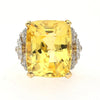 47.10 Carat No-Heat Yellow Sapphire & Old Euro Diamond Vintage Ring