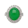 8.55ct Untreated Fei Cui Jadeite Jade Diamond Platinum Ring