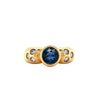 Bague en or jaune 14k sertie de saphir bleu et de diamant