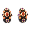 L'OREE DU BOIS Ebony Wood Coral Amethyst 18K Gold Designer Clip On Earrings
