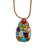 Pendentif en grappe de pierres précieuses naturelles et collier en or 14k