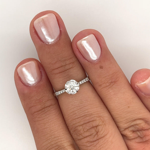 0.44 CTTW Round Cut Diamond Engagement Ring in 18K White Gold