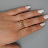 0.50 Carat Emerald & Diamond 14K Gold Open Geometric Band Ring