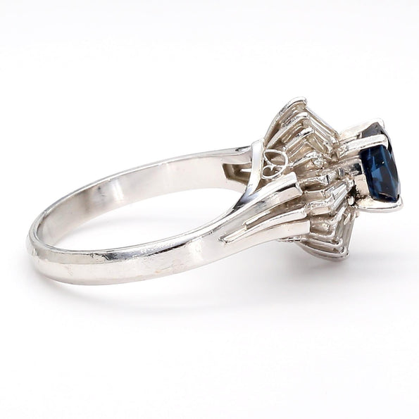 0.50 Carat Oval Sapphire & Baguette Diamond Ballerina Platinum Ring
