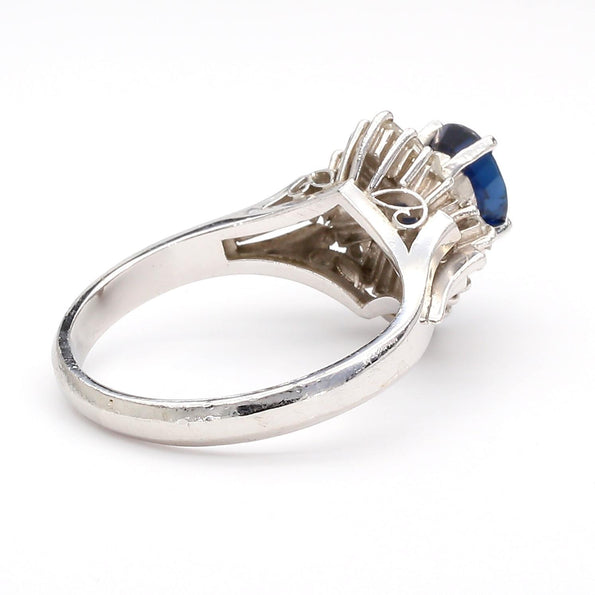 0.50 Carat Oval Sapphire & Baguette Diamond Ballerina Platinum Ring