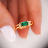 0.65 Carat Emerald 14K Gold Two Row Open Gap Band Ring