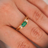0.65 Carat Emerald 14K Gold Two Row Open Gap Band Ring