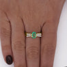 0.86 Carat Vibrant Green Oval Cut Emerald & Diamond in 14KY Gold Statement Ring