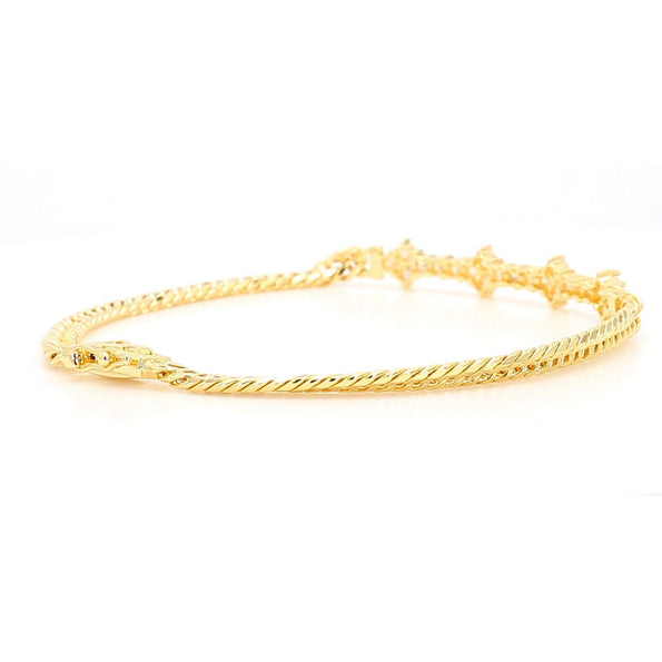 0.88 Carat Diamond in 18K Gold Twisted Rope Chain Floral Bracelet