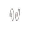 1 Carat Round and Baguette Diamond Bypass Hoop White Gold Earrings