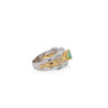 1 Carat Square Cut Emerald and Diamond Platinum & 18K Gold Ribbed Ring