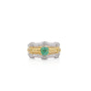 1 Carat Square Cut Emerald and Diamond Platinum & 18K Gold Ribbed Ring