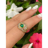 1 Carat Vintage Cabochon Cut Natural Emerald Ring in 18k yellow gold