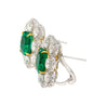 10 Carat Colombian Emerald GRS Certified Cushion Cut Minor Oil Diamond Earrings