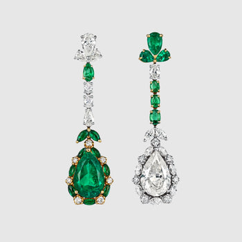 10 Carat Natural Emerald and Diamond Mirrored Drop Earrings in 18K Gold – Assay Jewelers