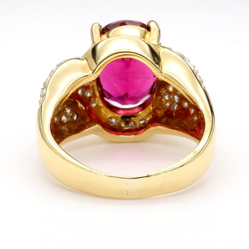 10 Carat Rubellite Tourmaline Diamond 18K Gold Vintage Cocktail Ring – Assay Jewelers