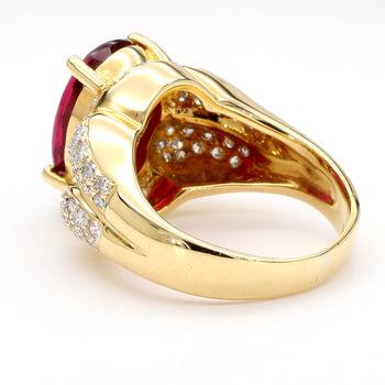 10 Carat Rubellite Tourmaline Diamond 18K Gold Vintage Cocktail Ring – Assay Jewelers