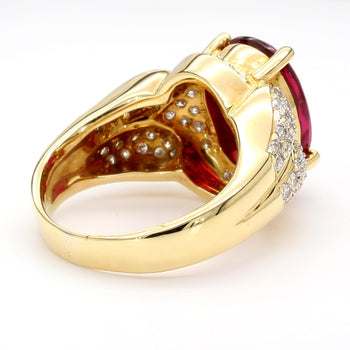 10 Carat Rubellite Tourmaline Diamond 18K Gold Vintage Cocktail Ring – Assay Jewelers