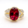 10 Carat Rubellite Tourmaline Diamond 18K Gold Vintage Cocktail Ring