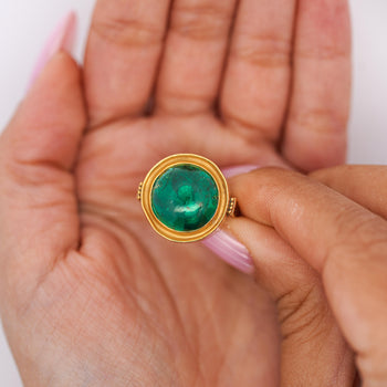 10 carat Colombian Emerald AGL Certified Egyptian Revival 14K Gold Ring – Assay Jewelers