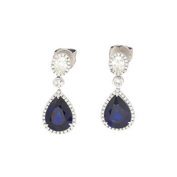 10.38 Carat Blue Sapphire and Diamond 18K White Gold Drop Earrings – Assay Jewelers