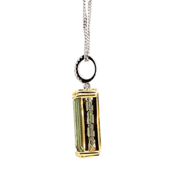10.52 Carat Forrest Green Tourmaline Emerald Cut 18K Gold Pendant Necklace – Assay Jewelers
