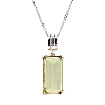 10.52 Carat Forrest Green Tourmaline Emerald Cut 18K Gold Pendant Necklace – Assay Jewelers