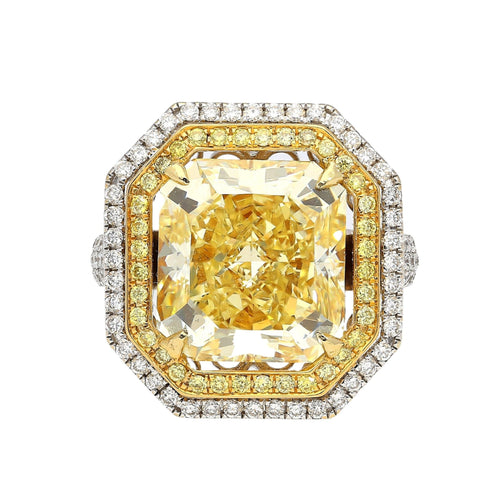 10.88 Carat Radiant Cut Fancy Yellow Diamond | GIA Certified