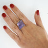 12 Carat Baguette Cut Amethyst 18K Gold Italian Cocktail Ring