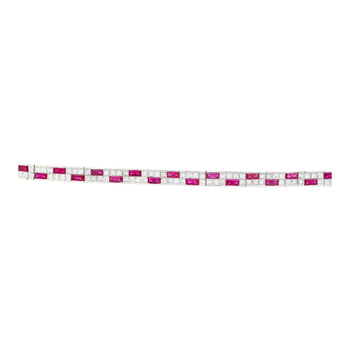 12 Carat Channel Set Art Deco Style Ruby & Diamond Bracelet in 18k White Gold – Assay Jewelers