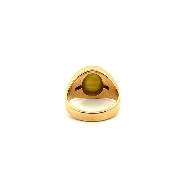 12 Carat Chrysoberyl Cat's Eye Men's Ring with Baguette Diamonds