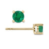 1/2 Carat Natural Emerald Stud Earrings 4mm 4-Prong 14K Gold