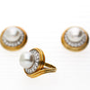 12mm South Sea Pearl 4.26 Carat Diamond 18K Two-Tone Gold Ring and Earring Set