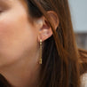 14K Gold Ball Chain Dangling Drop Huggie Hoop Earrings