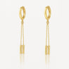14K Gold Ball Chain Dangling Drop Huggie Hoop Earrings
