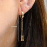 14K Gold Ball Chain Dangling Drop Huggie Hoop Earrings