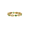 14K Gold Emerald and Lab Diamond Bezel Stacking 3MM Band Wave Ring