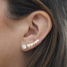 14K Gold Graduating Ear Climber Heart Earrings