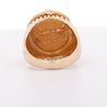 14K Gold Intaglio Zeus Coin Ribbed Band Signet Mens Ring