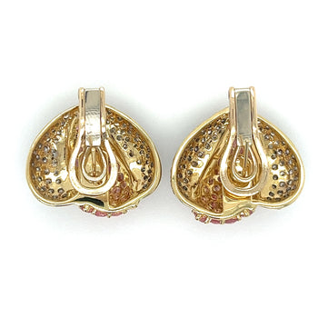 14K Gold Pink Sapphire and Diamond Heart Shaped Cluster Clip On Earrings – Assay Jewelers