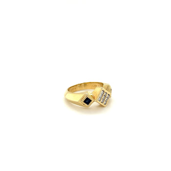 14K Gold Unisex Princess Cut Diamond and Blue Sapphire Cluster Ring – Assay Jewelers