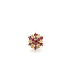 14K Gold Vintage Round Cut Ruby Flower Rose Ring