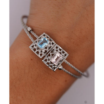14K Kunzite and Aquamarine Vintage Charm Bangle Bracelet – Assay Jewelers