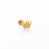 14K Solid Gold Crown Cartilage Single Stud Earring