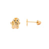 14K Solid Gold Dog Paw Stud Earrings On Screw Back