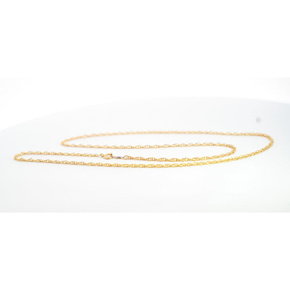 14K Solid Yellow Gold Thin 1-1.5MM Rope Chain Cable Choker Necklace 15-18"