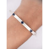 14K White Gold Diamond and Blue Sapphire Pave Bangle Bracelet